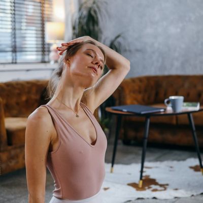 View of a serene space prepared for a yoga session.
